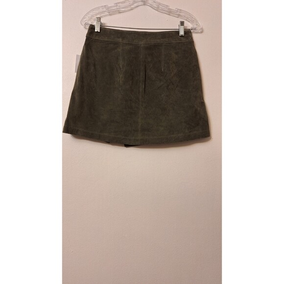 NWT BLANKNYC GREEN LEATHER SUEDE WRAP MINI CLASSIC Y2K BOHO SKIRT WOMEN SIZE 26 - Picture 3 of 8